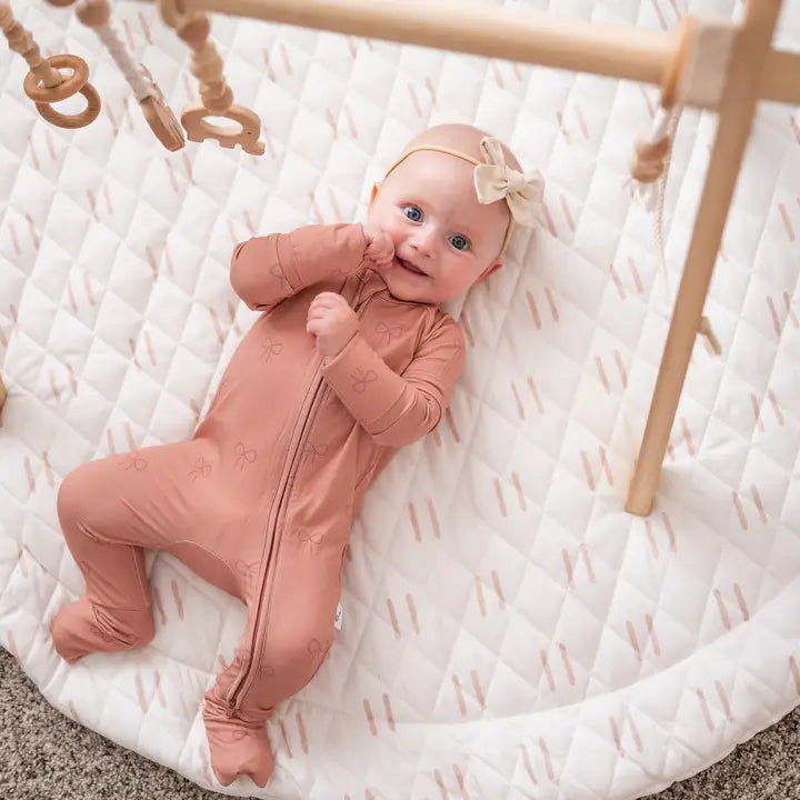 Bamboo 2-Way Convertible Zip Romper | Pink Bow (0-24m)