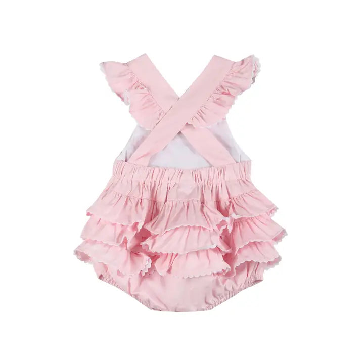 Pink and White Bows Smocked Ruffle