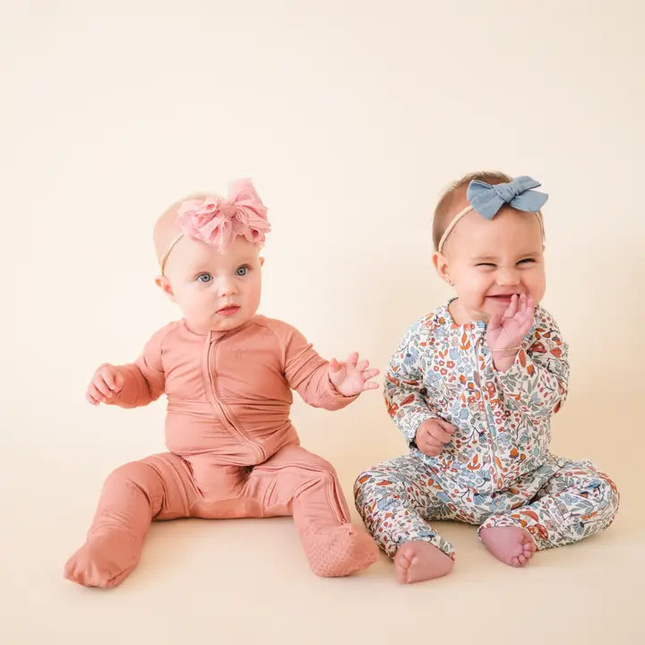 Bamboo 2-Way Convertible Zip Romper | Pink Bow (0-24m)