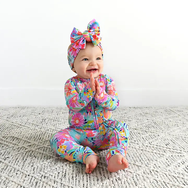 Megan Floral Ruffle Zip Floral Sleepies Little