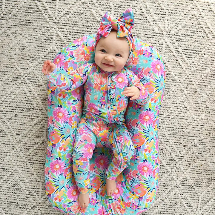 Megan Floral Ruffle Zip Floral Sleepies Little